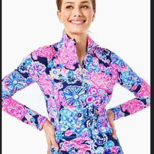 Lilly Pulitzer UPF 50 Luxletic Justine Half-Zip Cropped Sunguard - size Medium